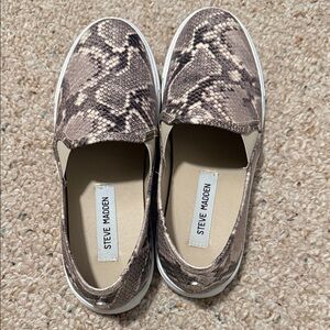 Steve Madden Brown and Cream Snake Pattern Sneakers